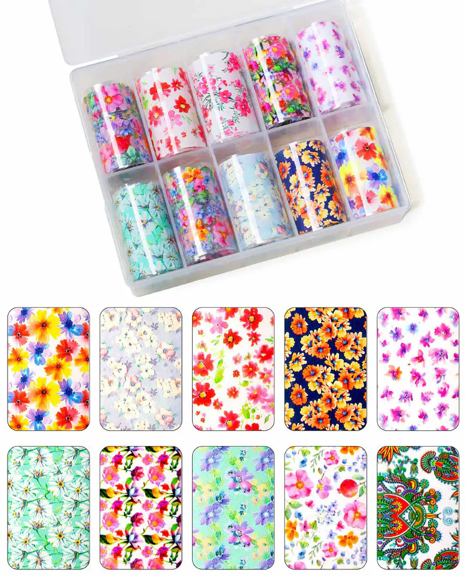 NAIL TRANSFER FOIL SET FLORES II 1