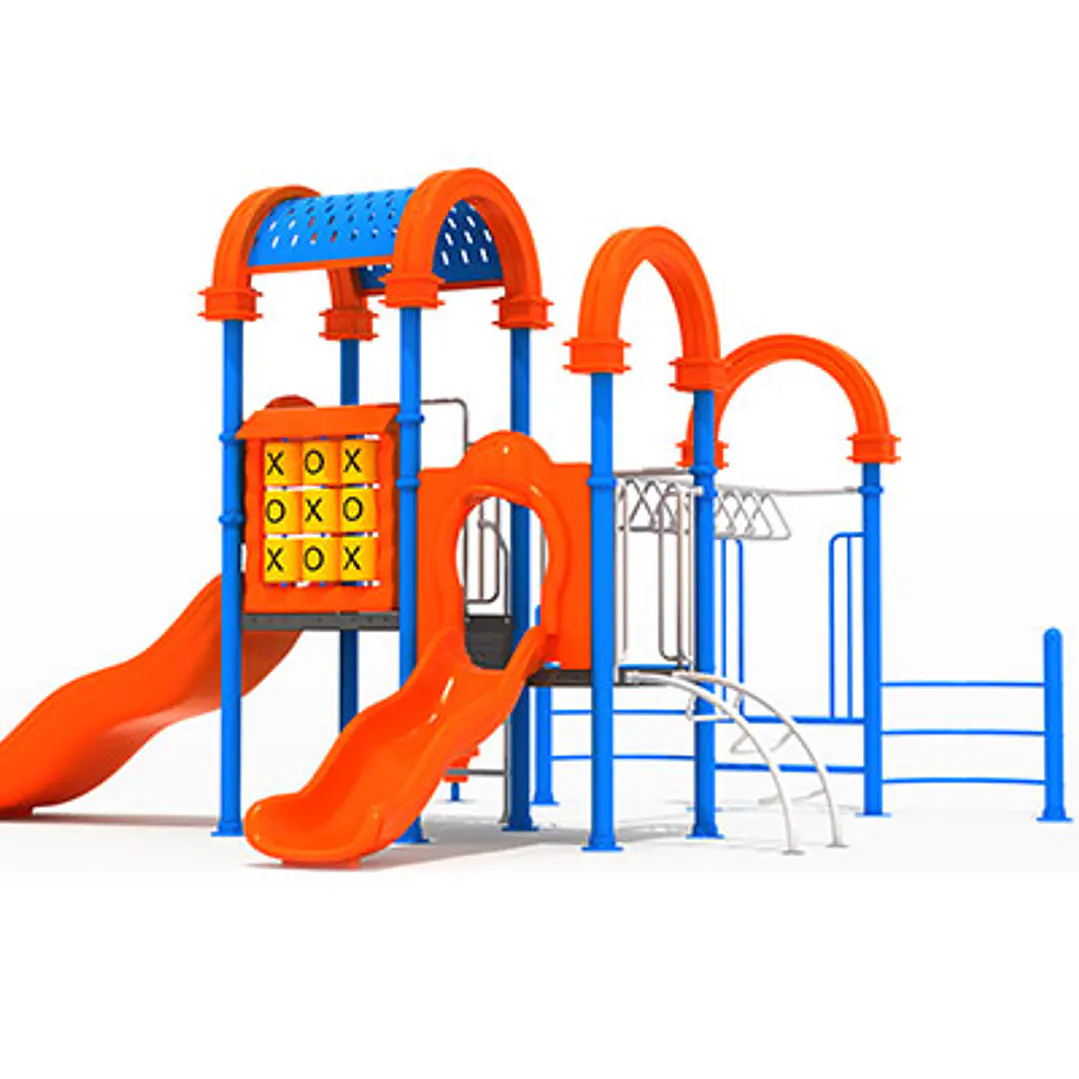 Juego de exterior múltiple con triple resbalín con set de ejercicios. 1