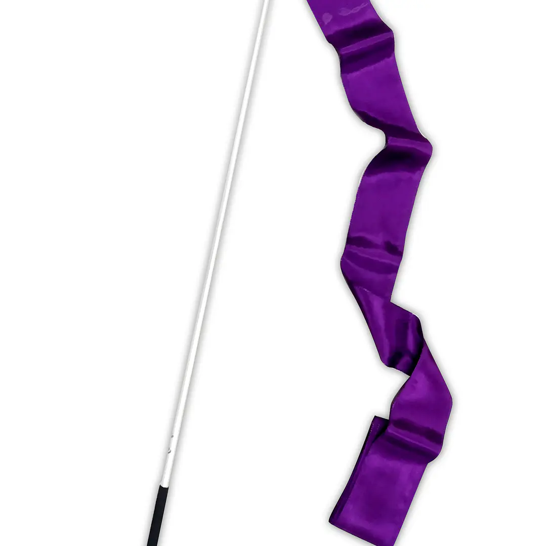 Estilete blanco 56 cm con cinta morada de 5,2 m de gimnasia rítmica (Certificada FIG) 1