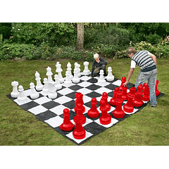 Set de ajedrez gigante (con tablero de nylon - piezas rojas y blancas)