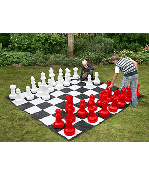 Set de ajedrez gigante (con tablero de nylon - piezas rojas y blancas)