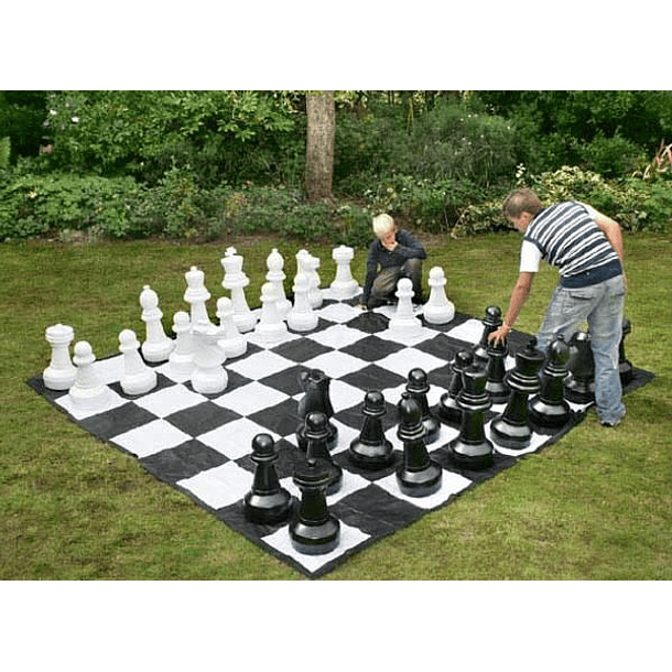 Set de ajedrez gigante (con tablero de nylon - piezas negras y blancas)