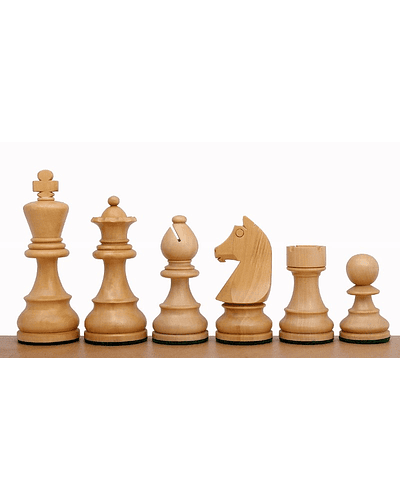 Tablero de ajedrez de madera N6 D58 (fijo) de 55cm con piezas de madera ebonizadas 101E375 con doble dama