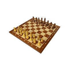 Tablero de ajedrez de madera de 52 cm fijo con piezas de madera Acacia  modelo Alemán Rey 9,5 cm (34 piezas)