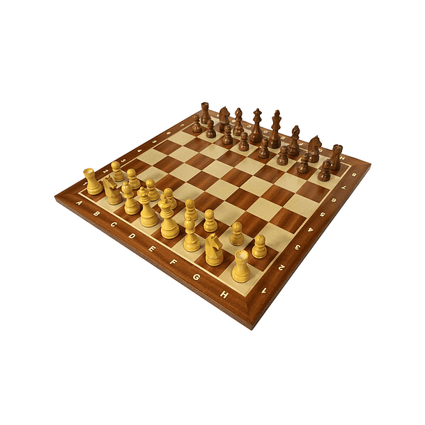 Tablero de ajedrez de madera de 52 cm fijo con piezas de madera Acacia  modelo Alemán Rey 9,5 cm (34 piezas) 1