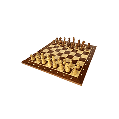 Tablero de ajedrez de madera de 48 cm fijo con piezas de madera Acacia modelo Alemán Rey 8,9 cm (34 piezas)