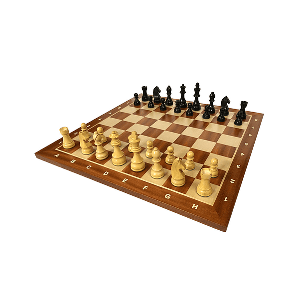 Tablero de ajedrez de madera de 52 cm fijo con piezas de madera ebonizada modelo Alemán Rey 9,5 cm (34 piezas) 1