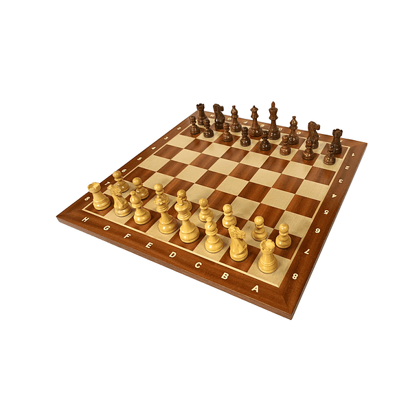 Tablero de ajedrez de madera de 52 cm fijo con piezas de madera modelo American Staunton Acacia Rey 9,5 cm (34 piezas) 1