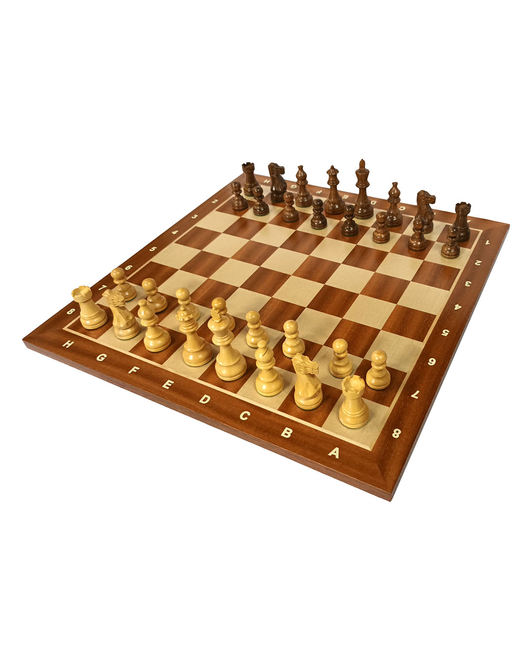 Tablero de ajedrez de madera de 52 cm fijo con piezas de mad