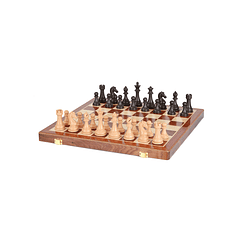 Tablero de ajedrez plegable de madera de nogal negro 45x45 cm con piezas plásticas SF-152