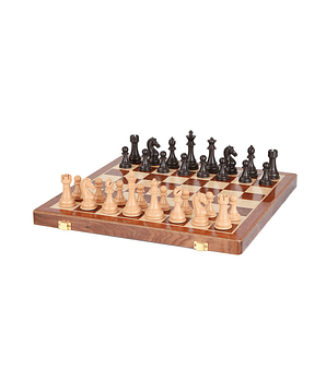 Tablero de ajedrez plegable de madera de nogal negro 45x45 cm con piezas plásticas SF-152