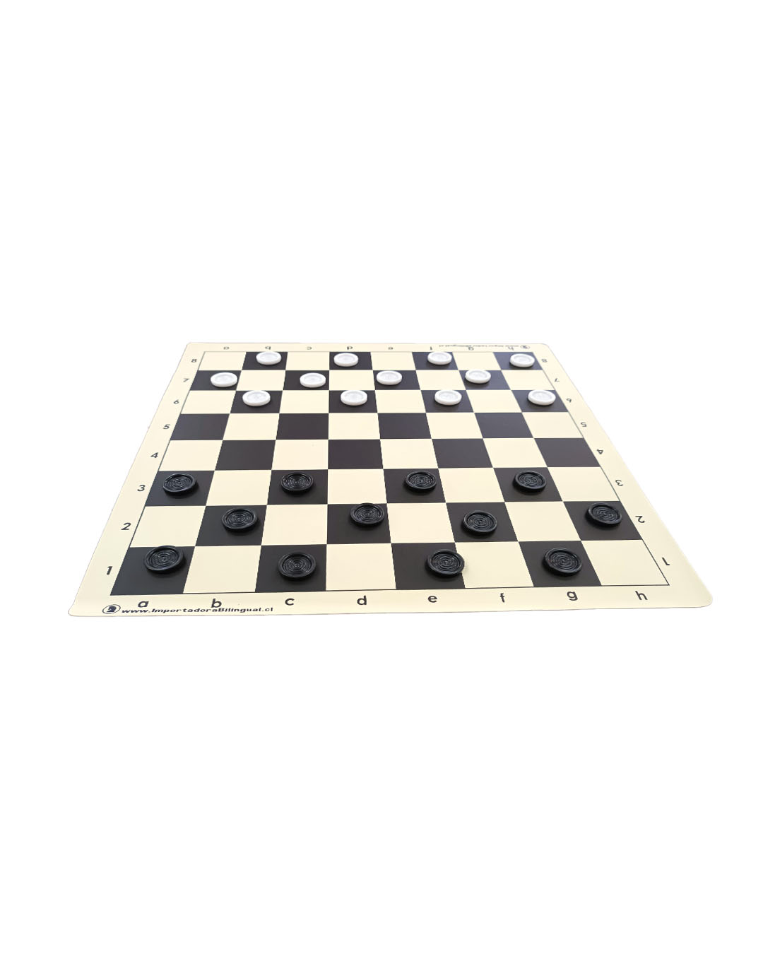 Set tablero vinilo negro con piezas de ajedrez y damas,&n...