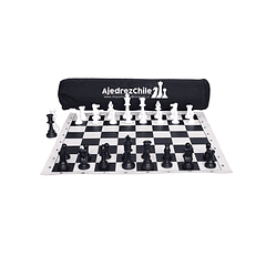 Set de ajedrez tablero de vinilo con piezas y bolso