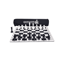 Set de ajedrez tablero de goma con piezas y bolso