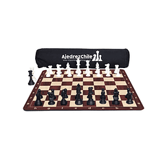 Set de ajedrez tablero de goma con piezas y bolso - Madera