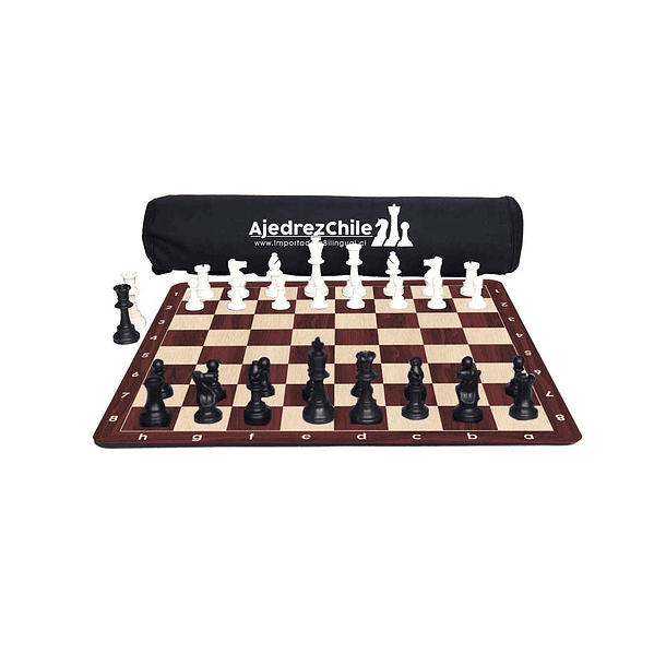 Set de ajedrez tablero de goma con piezas y bolso 3