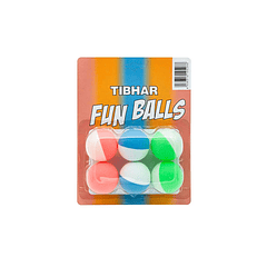 Pelotas de tenis de mesa Tibhar Fun Balls bicolor para aprender efectos (6 unidades)