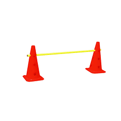 Set conos perforados con barra  (2 conos rojos + 1 barra amarilla)