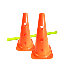 Set conos naranja perforados con barra