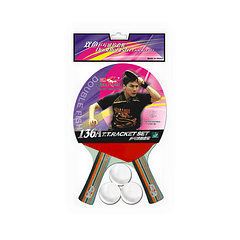 Set de ping pong marca Double Fish 136 A (incluye 2 paletas y 3 pelotas)