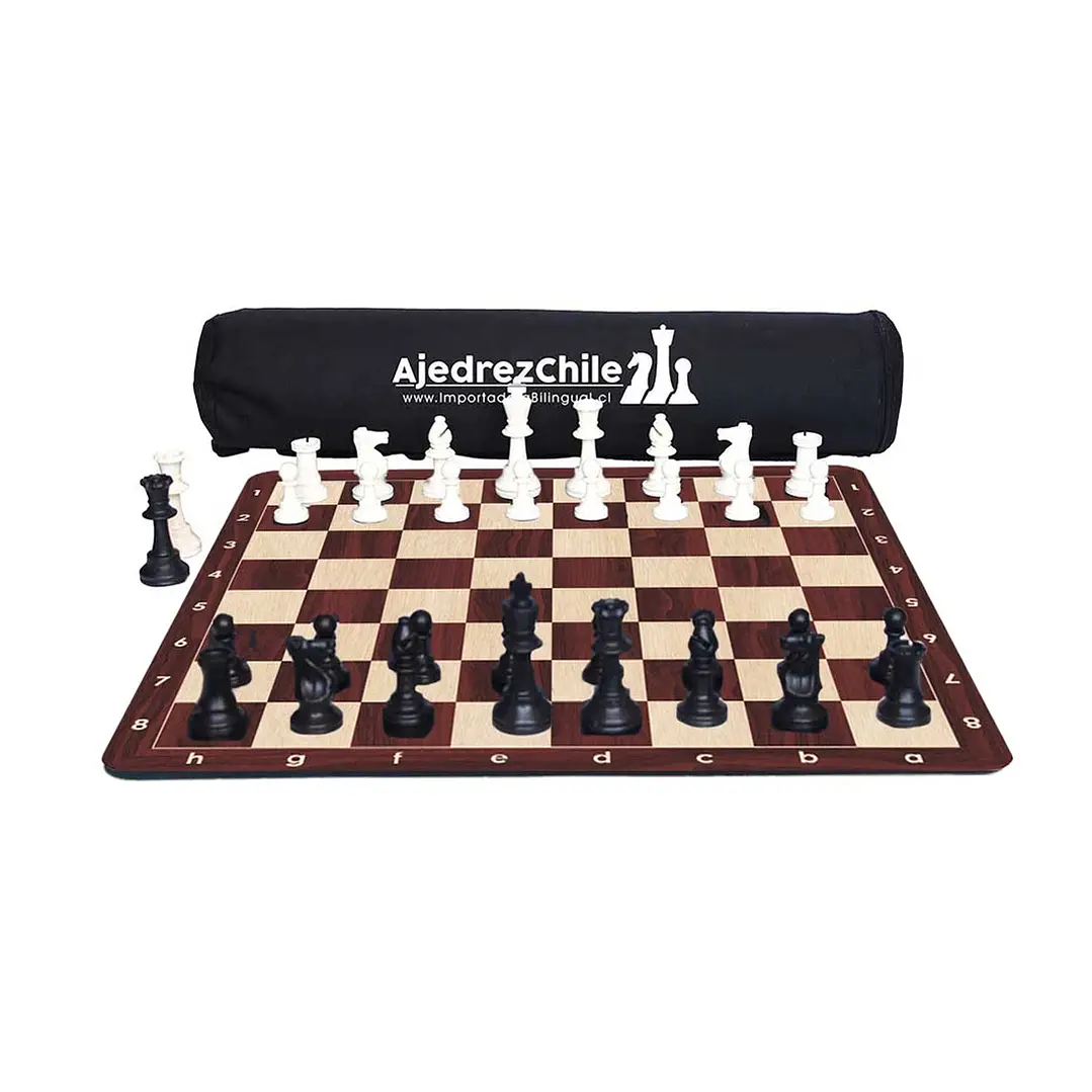 Set de ajedrez tablero de goma con piezas y bolso 1