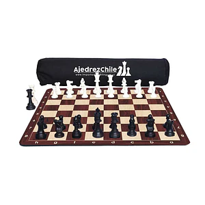 Set de ajedrez tablero de goma con piezas y bolso