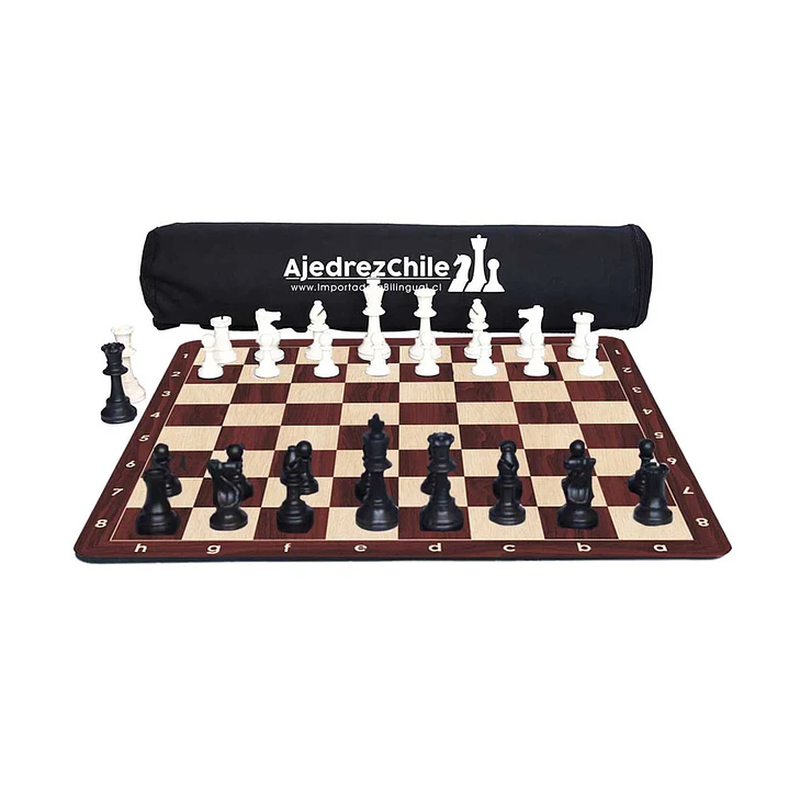 Set de ajedrez tablero de goma con piezas y bolso 1
