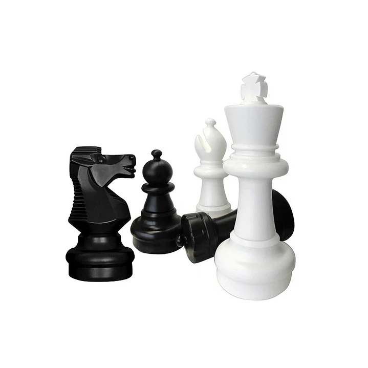 Solo piezas de ajedrez tamaño gigante (rey de 63cm) sin accesorios blanco-negro 1