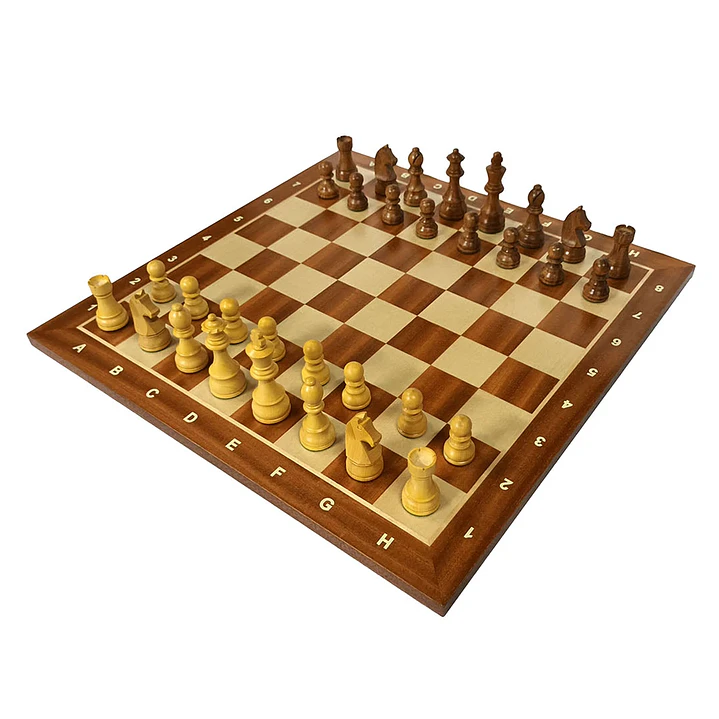 Tablero de ajedrez de madera de 52 cm fijo con piezas de madera Acacia  modelo Alemán Rey 9,5 cm (34 piezas) 1