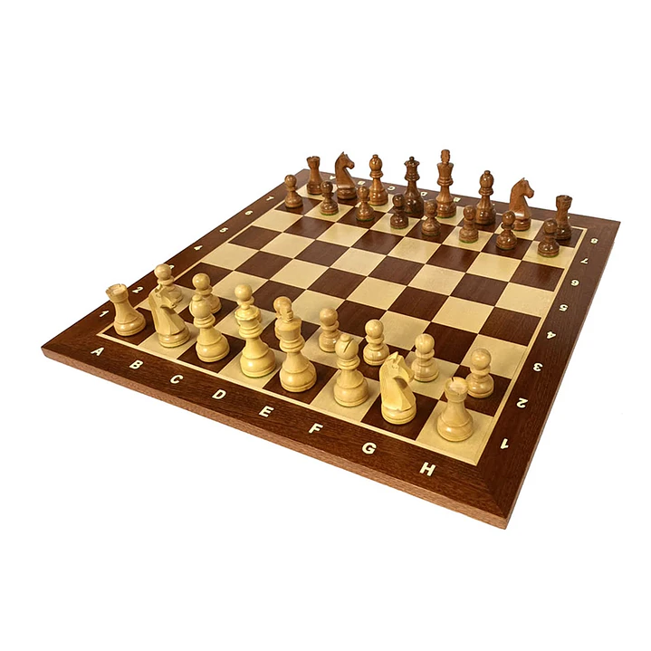 Tablero de ajedrez de madera de 48 cm fijo con piezas de madera Acacia modelo Alemán Rey 8,9 cm (34 piezas) 1