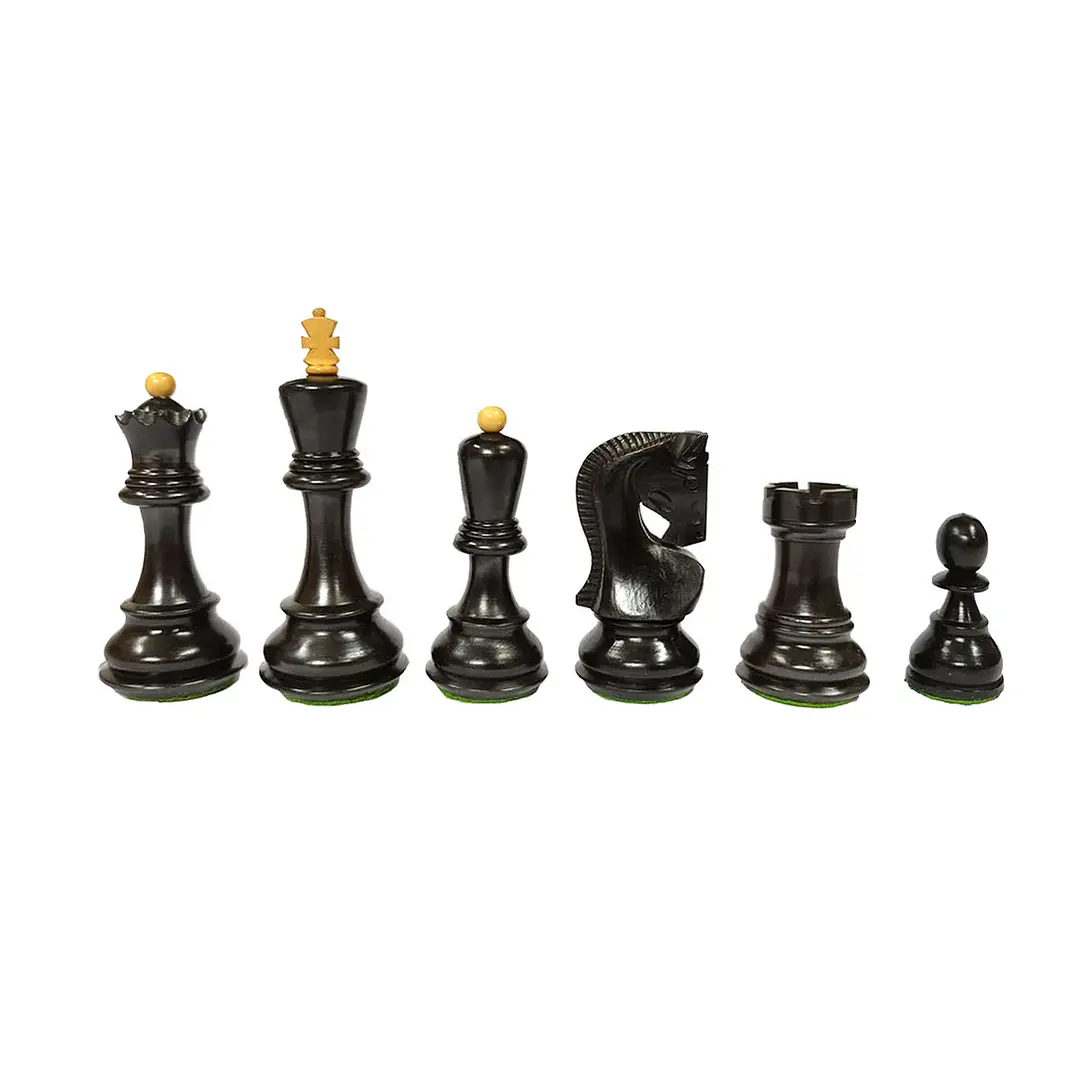 Piezas madera Rey 10,5 cm Ebonizadas modelo Zagreb - Ebonised Boxwood doble dama (34 piezas) 1