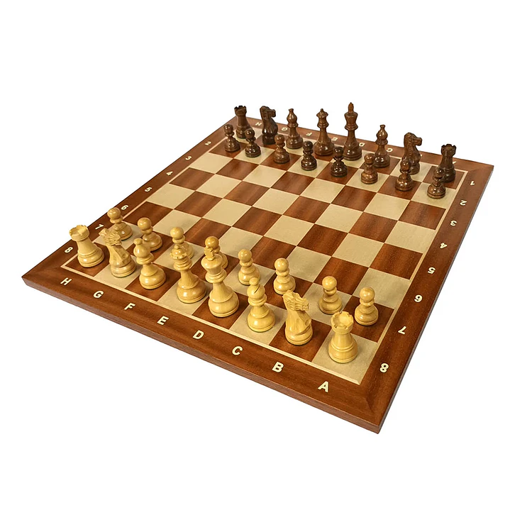 Tablero de ajedrez de madera de 52 cm fijo con piezas de madera modelo American Staunton Acacia Rey 9,5 cm (34 piezas) 1