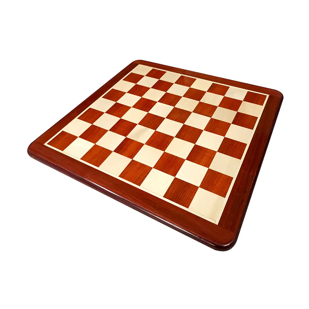 Tablero de ajedrez de madera redwood esquinas redondeadas de 52,5 cm fijo con piezas Kings Bridal doble dama 4