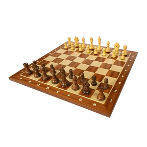 Tablero de ajedrez de madera de 52 cm fijo con piezas de madera modelo Kings Bridal  Rey 9,5 cm (34 piezas)