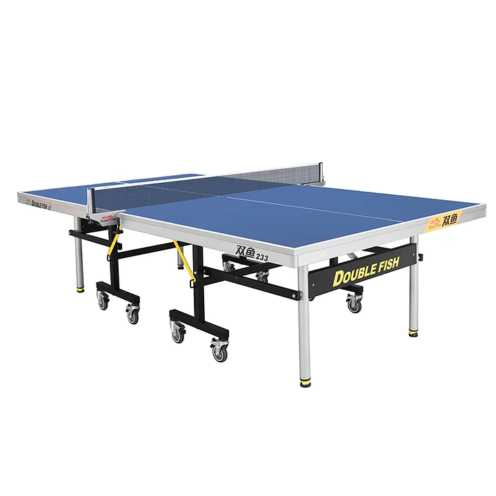 Mesa de Tenis de Mesa Móvil  25 mm Double Fish modelo 233 aprobada por ITTF azul (incluye malla) 1