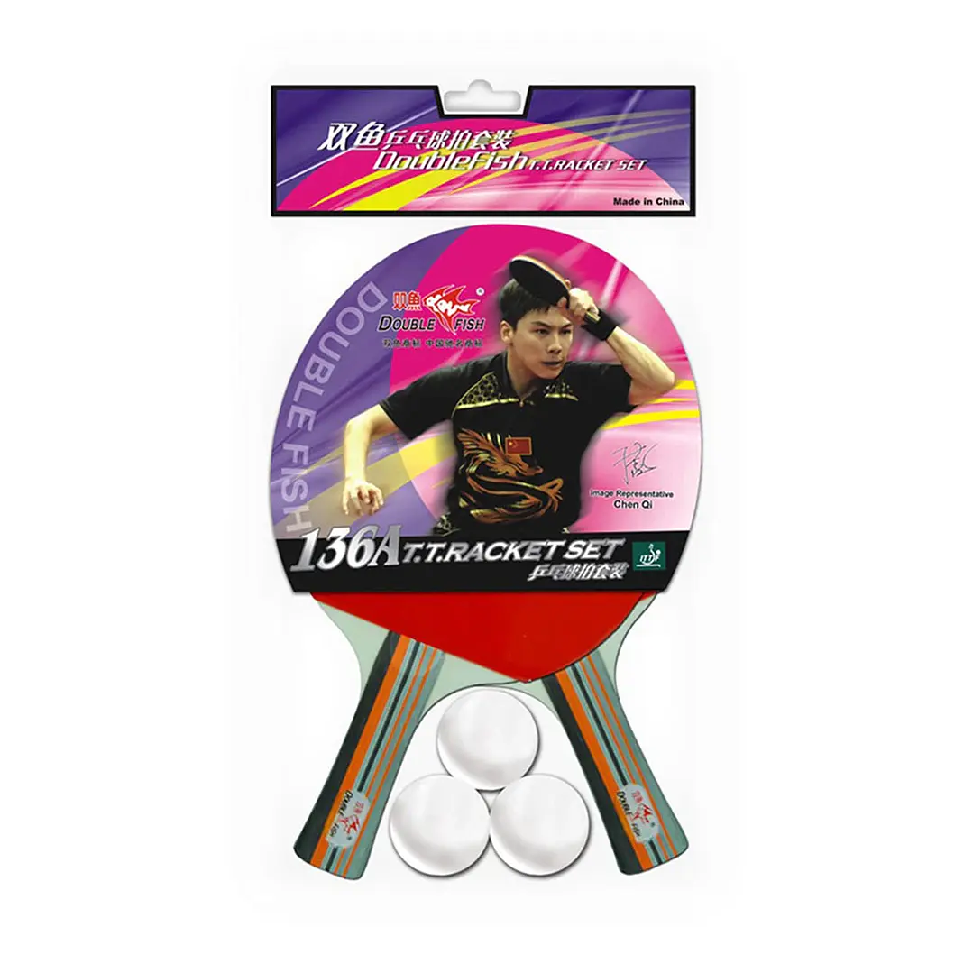 Set de ping pong marca Double Fish 136 A (incluye 2 paletas y 3 pelotas) 3