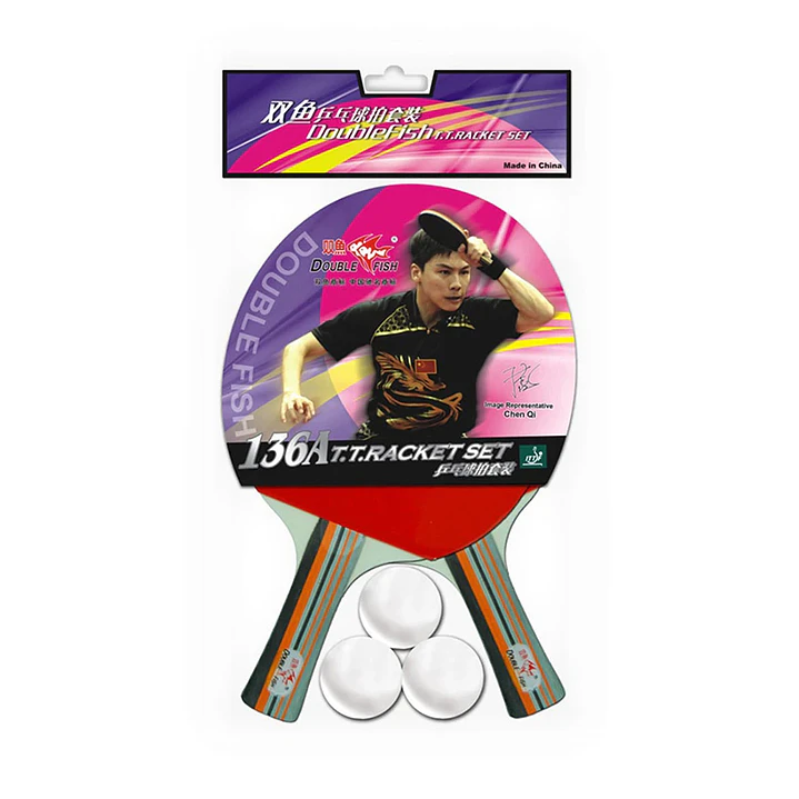 Set de ping pong marca Double Fish 136 A (incluye 2 paletas y 3 pelotas) 3