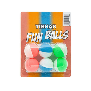 Pelotas de tenis de mesa Tibhar Fun Balls bicolor para aprender efectos (6 unidades)