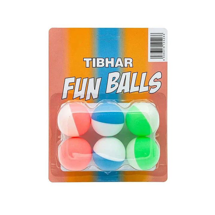 Pelotas de tenis de mesa Tibhar Fun Balls bicolor para aprender efectos (6 unidades) 1