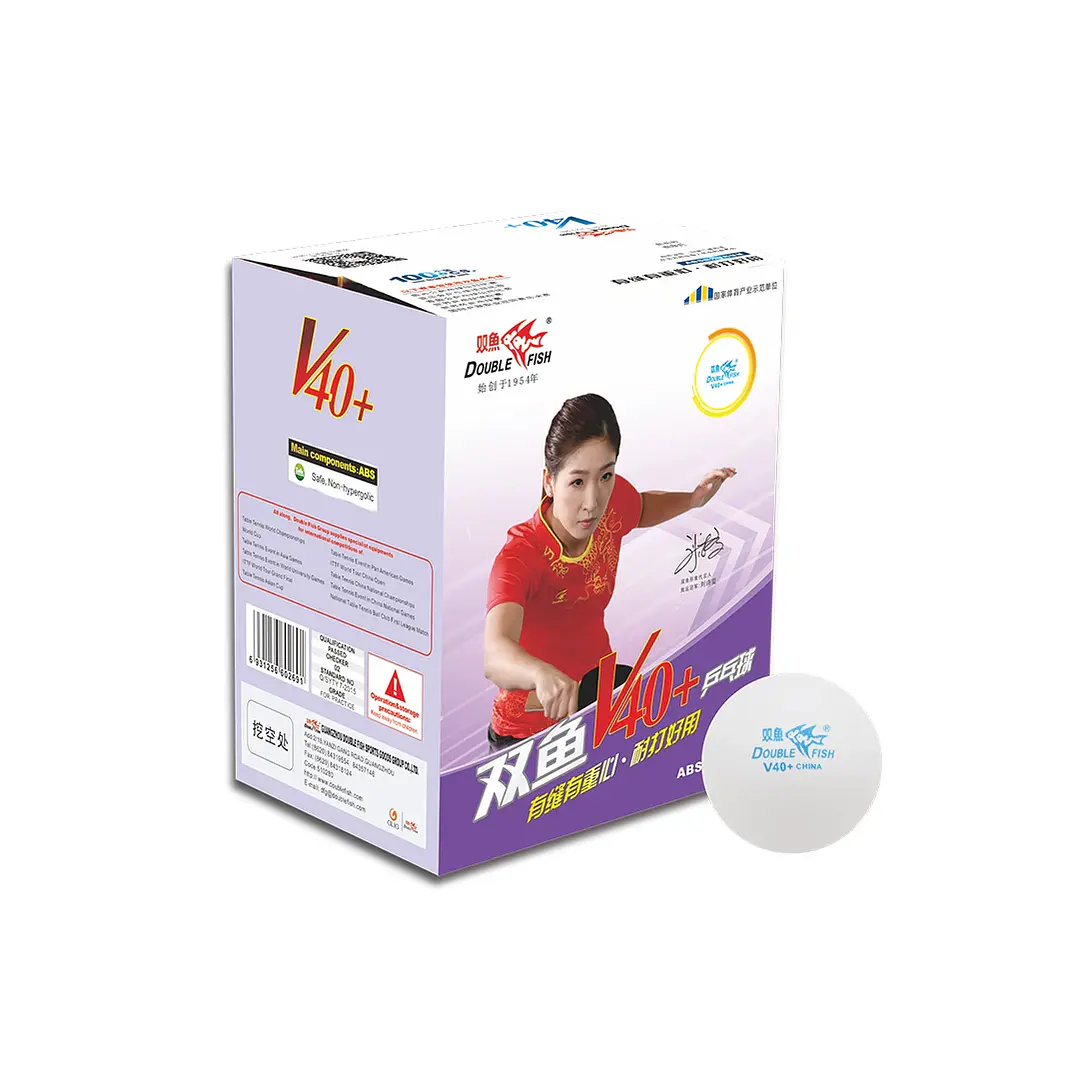 Pelotas de tenis de mesa marca Double Fish modelo V-40 (caja 100 unid.) blancas 1