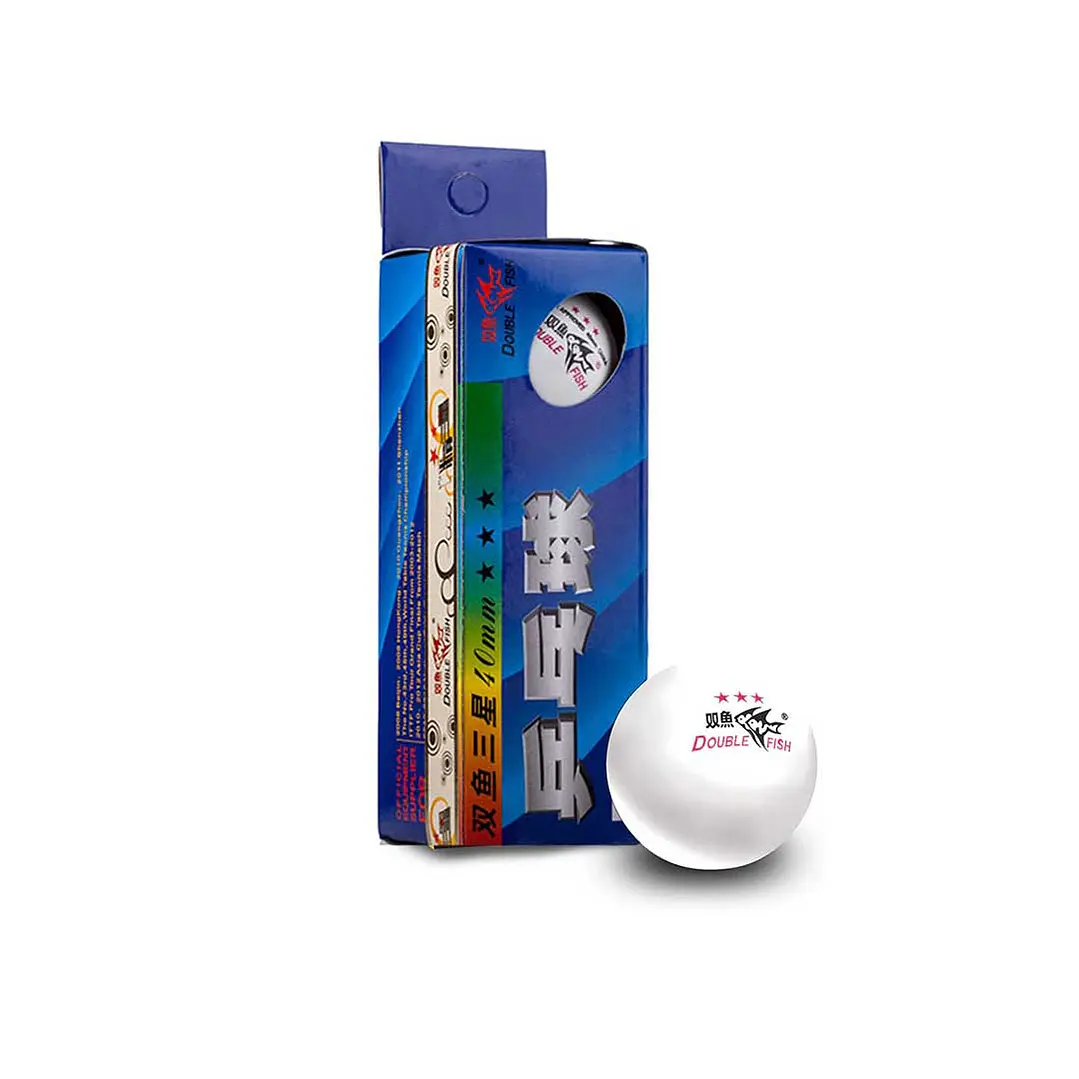Pelota de Tenis de Mesa de CELULOIDE y tamaño 40mm (material antiguo) marca Double Fish 3 (incluye 3 pelotas blancas)  1