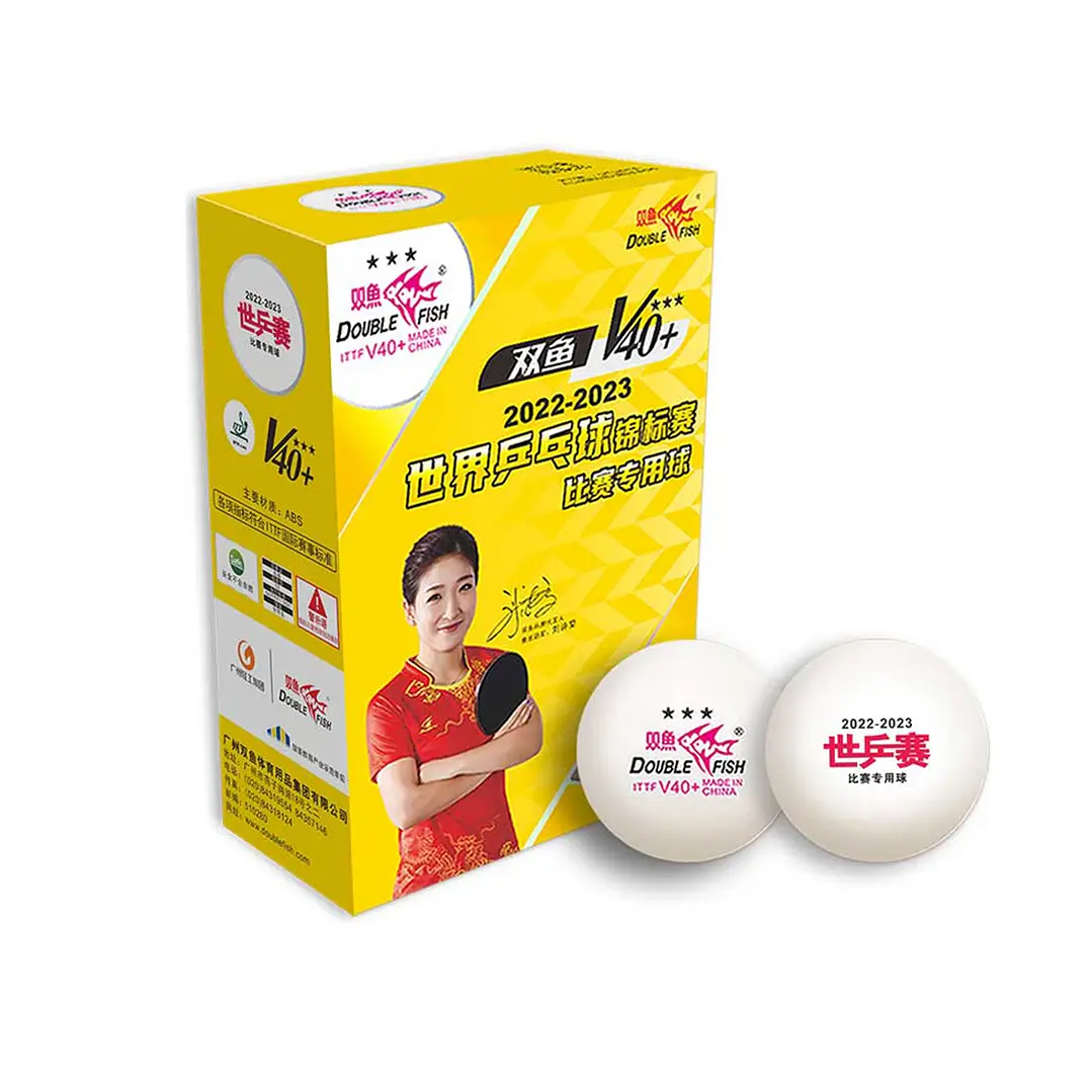 Pelota de campeonato mundial de tenis de mesa Chengdu 2022 ITTF 40+ marca Double Fish 3 estrellas (incluye 6 pelotas blancas)  1