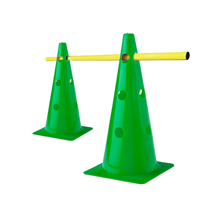 Set conos perforados con barra (2 conos verde 35 cm + 1 barra amarilla) 1