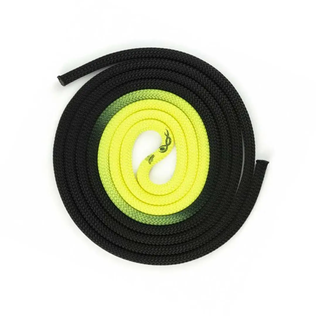Cuerda de gimnasia rítmica VENTURELLI (Certificada FIG) amarillo neón - negro - 3 m  2