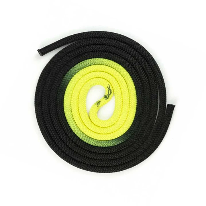 Cuerda de gimnasia rítmica VENTURELLI (Certificada FIG) amarillo neón - negro - 3 m  2