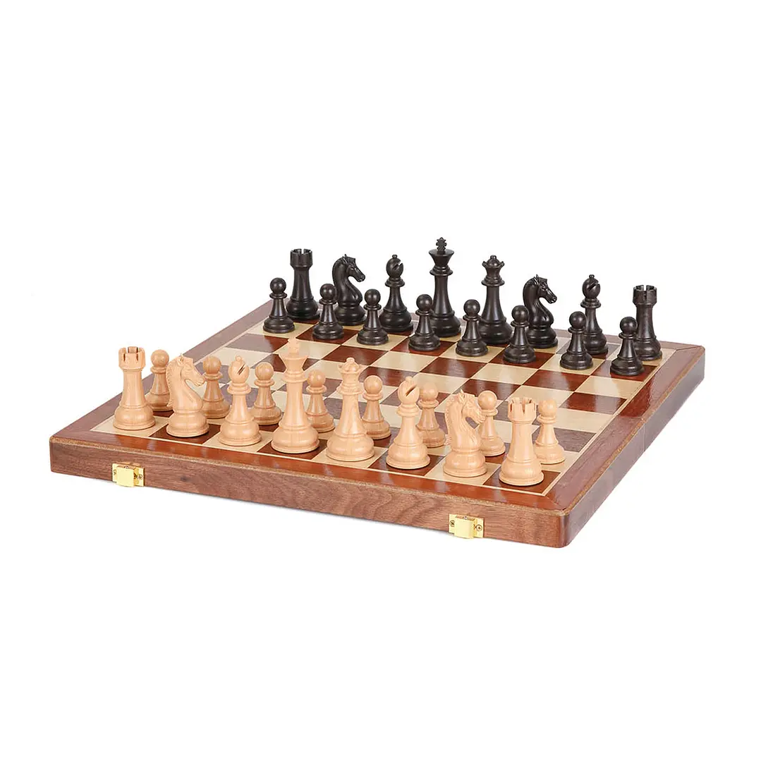 Tablero de ajedrez plegable de madera de nogal negro 45x45 cm con piezas plásticas SF-152 1