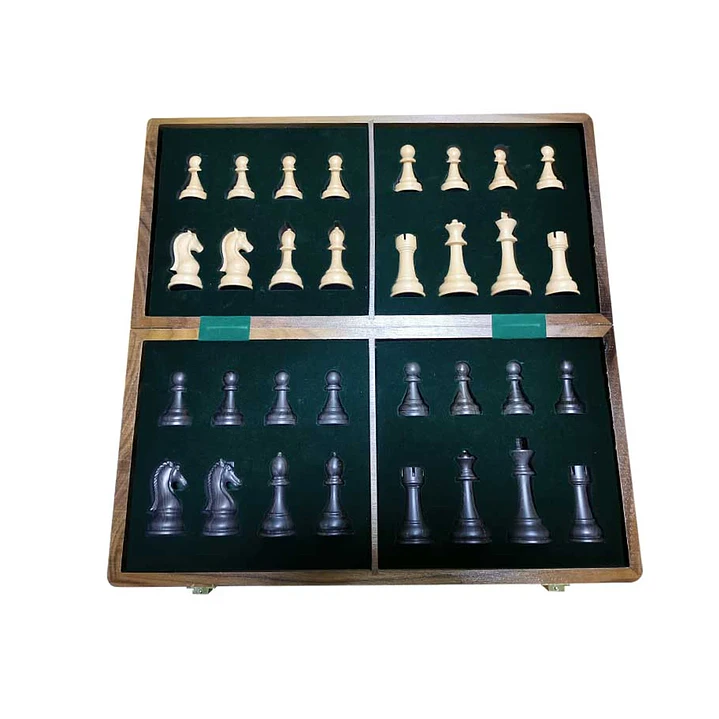 Tablero de ajedrez plegable de madera de nogal negro 45x45 cm con piezas plásticas SF-152 2