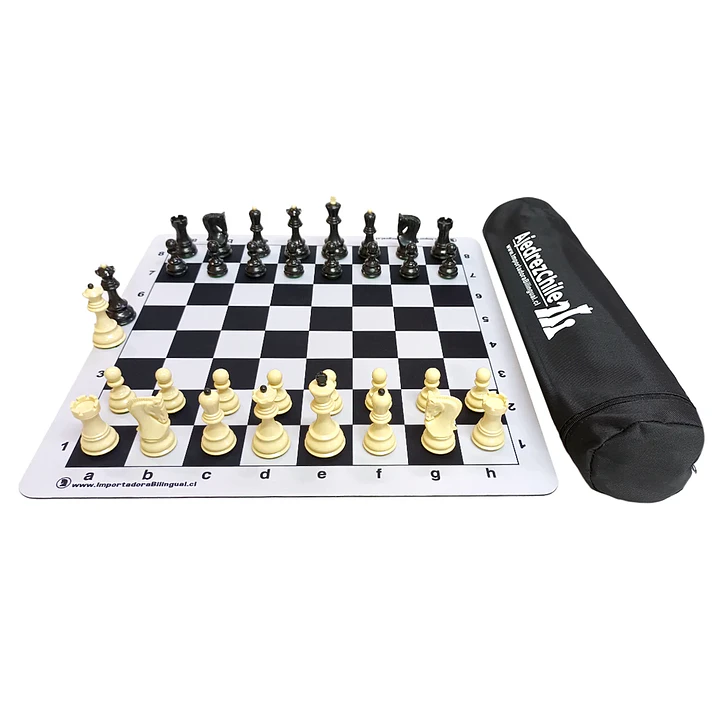 Set de ajedrez tablero de goma con piezas extra peso modelo Zagreb y bolso 2