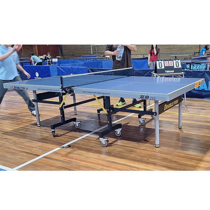 Mesa de Tenis de Mesa Móvil  25 mm Double Fish modelo 233 aprobada por ITTF azul (incluye malla) 4