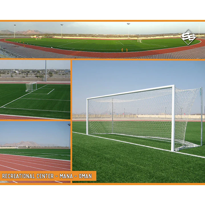 Arco de fútbol fijo de aluminio de 7,32 x 2,44 con diámetro 120x103 mm más malla 3